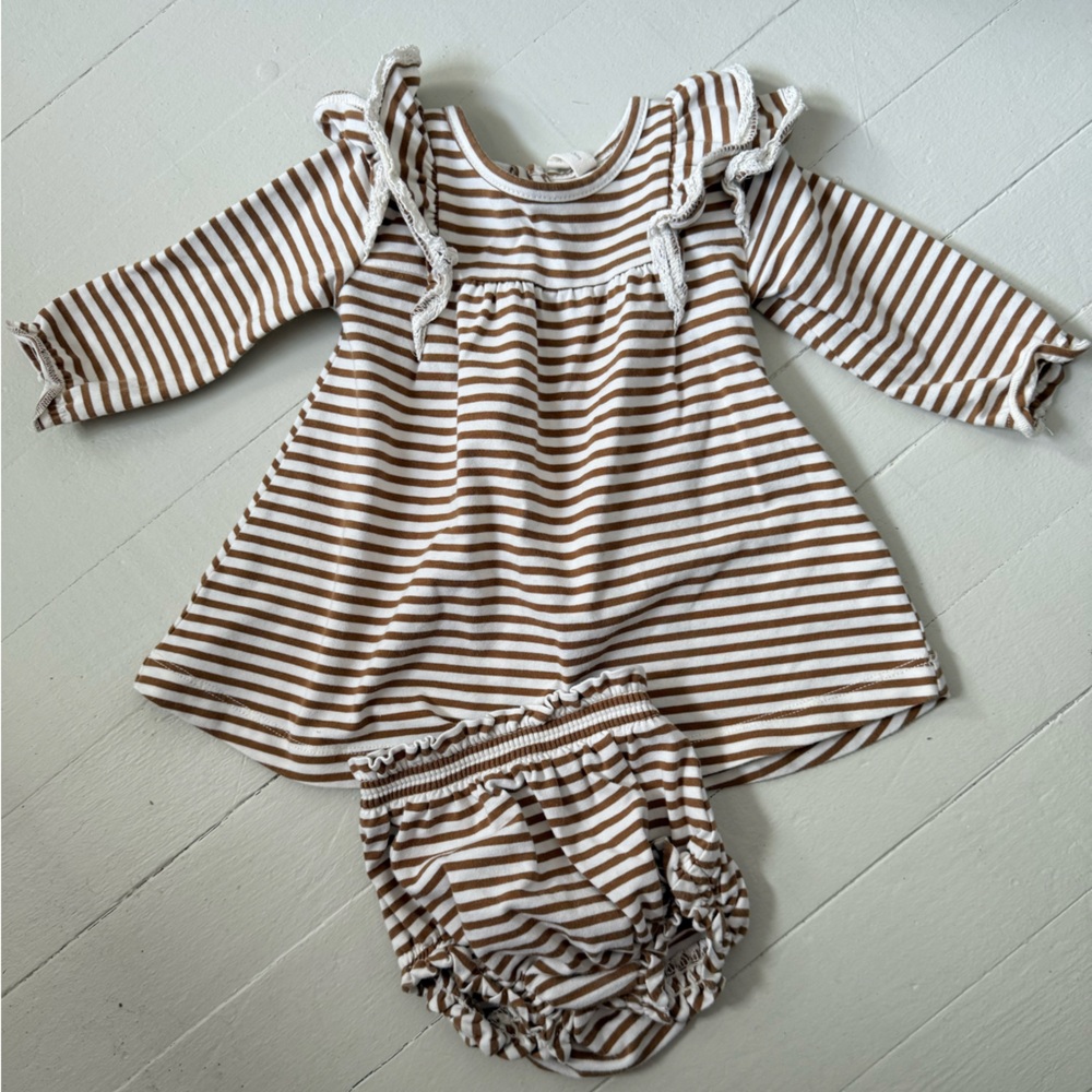 Quincy Mae Brown and White Striped Set